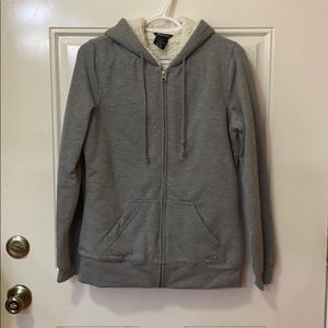 Gray fleece full zip hoodie